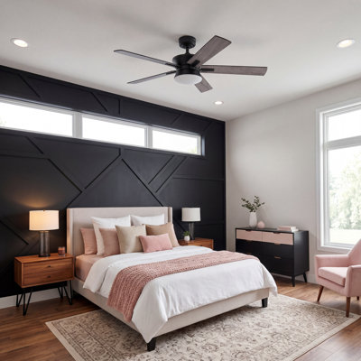 Mule Elva 52" Matte Black Ceiling Fan with Reversible Matte Black and Gray Blades and LED Light