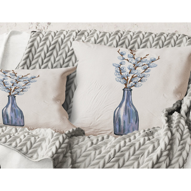 Rectangle, bouquet de brindilles de saule II - Coussin Farmhouse