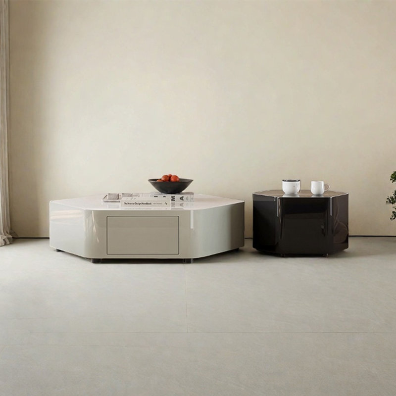 Table basse hexagonale en pierre supercristalline