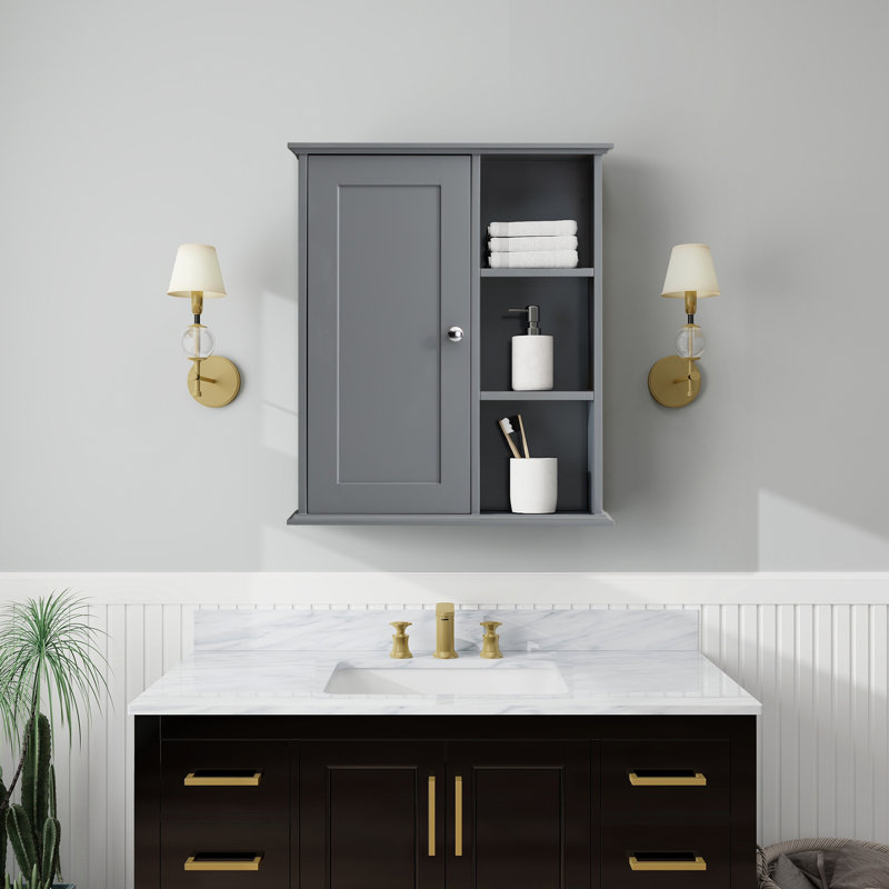 Armoire murale de salle de bain 23,6 po, Gris