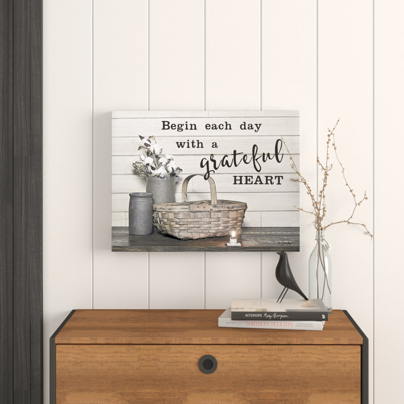 Remaley Begin Each Day with a Grateful Heart by Susie Boyer - Print on Canvas, Wrapped Canvas, 14" H x 18" W x 2" D