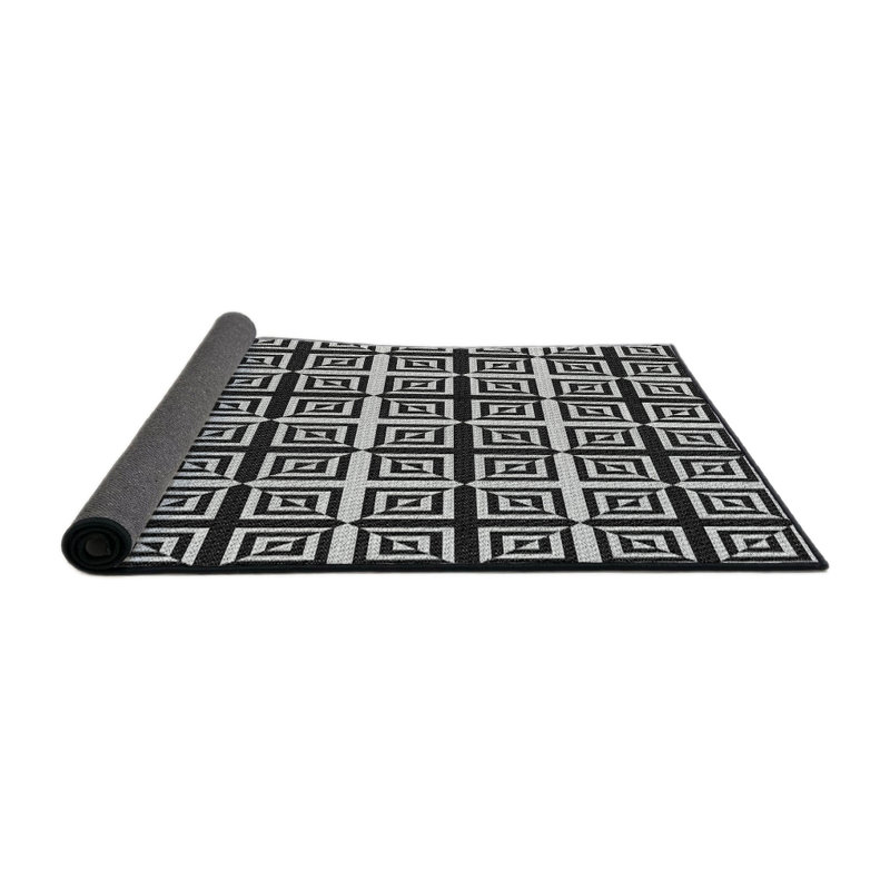 Tapis de zone noire à motifs, Rond 5 pi