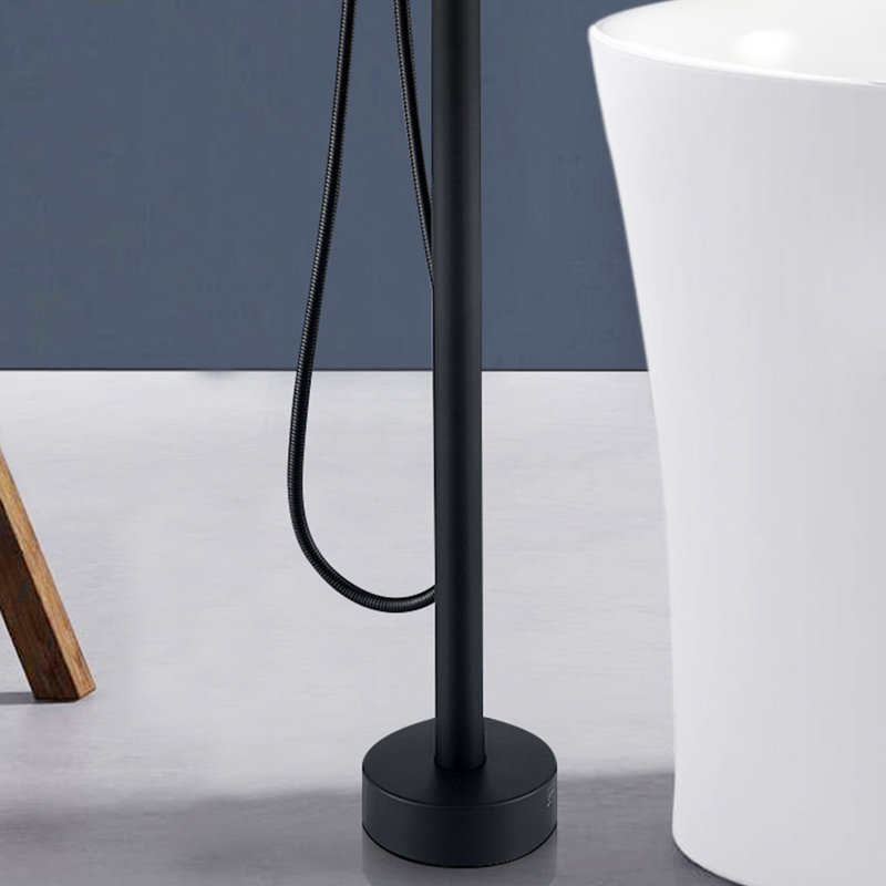 Robinet de baignoire à fixation au sol à triple poignée avec douchette, Noir mat