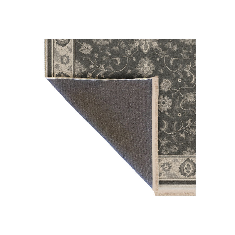 Tapis gris tissé traditionnel Mosso, 5'1" x 7'7"