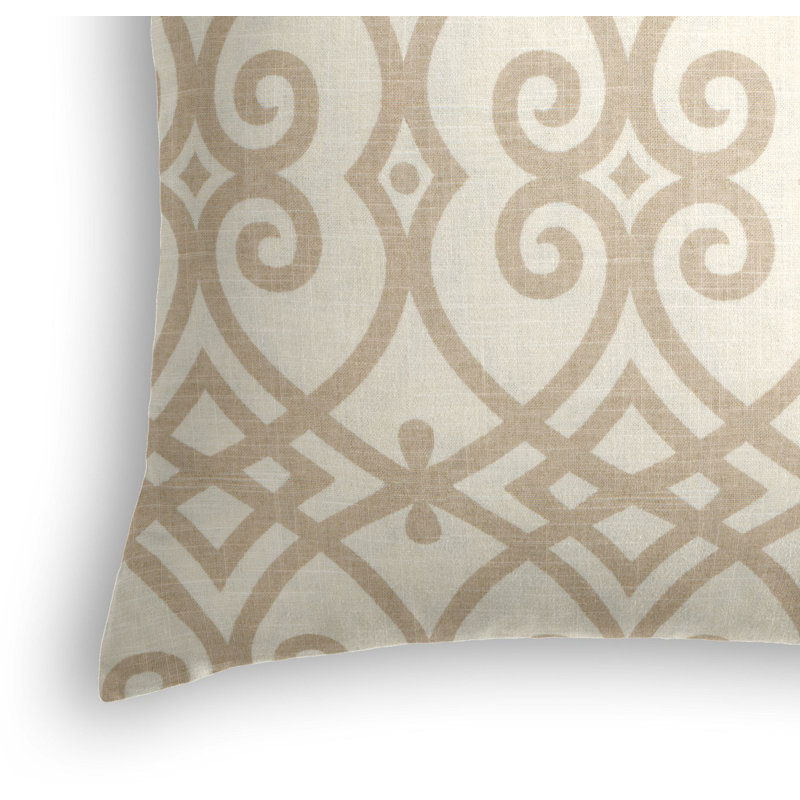 Scrolling Along Linen Square Pillow Cover & Insert, 16" x 16", Light Gray/Ivory