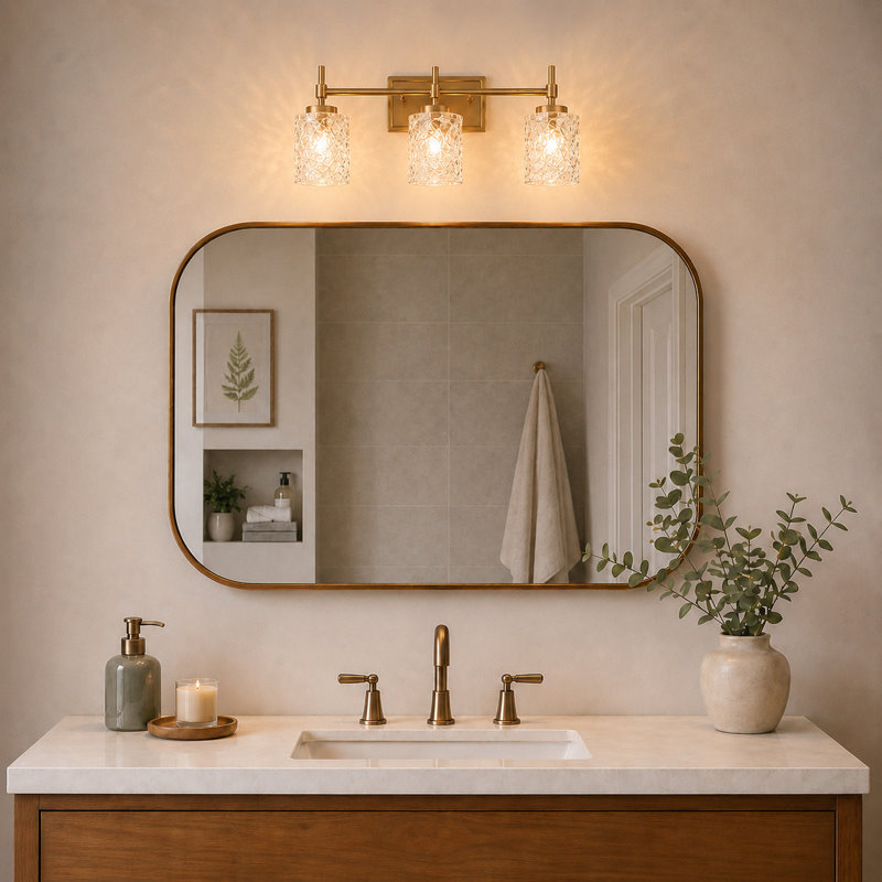 3 - Light Vanity Light, Brass Gold