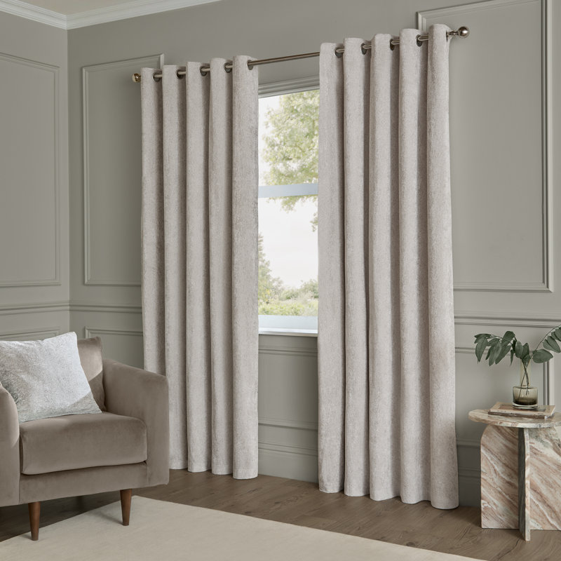 Lustre Velvet Room Darkening Curtain Panel Pair, Silver, 229cm Width x 137cm Drop