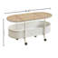Table basse mobile ovale en verre et métal avec rangement (table basse uniquement, sans chaises)