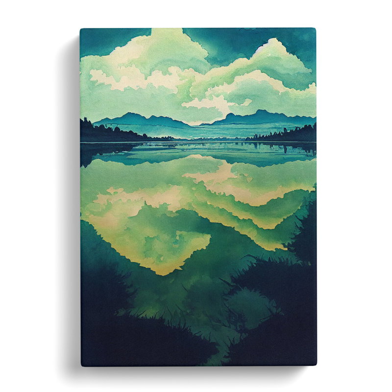 Watercolour Lake Vol.5 - Wrapped Canvas, 60cm H x 40cm W x 3cm D
