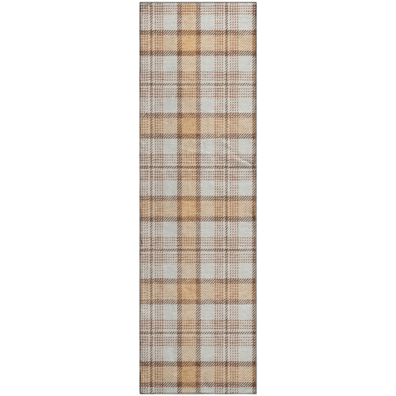 Premium Machine Washable Corum AMF1052 Plaid Rug, Runner 2'3" x 7'6"