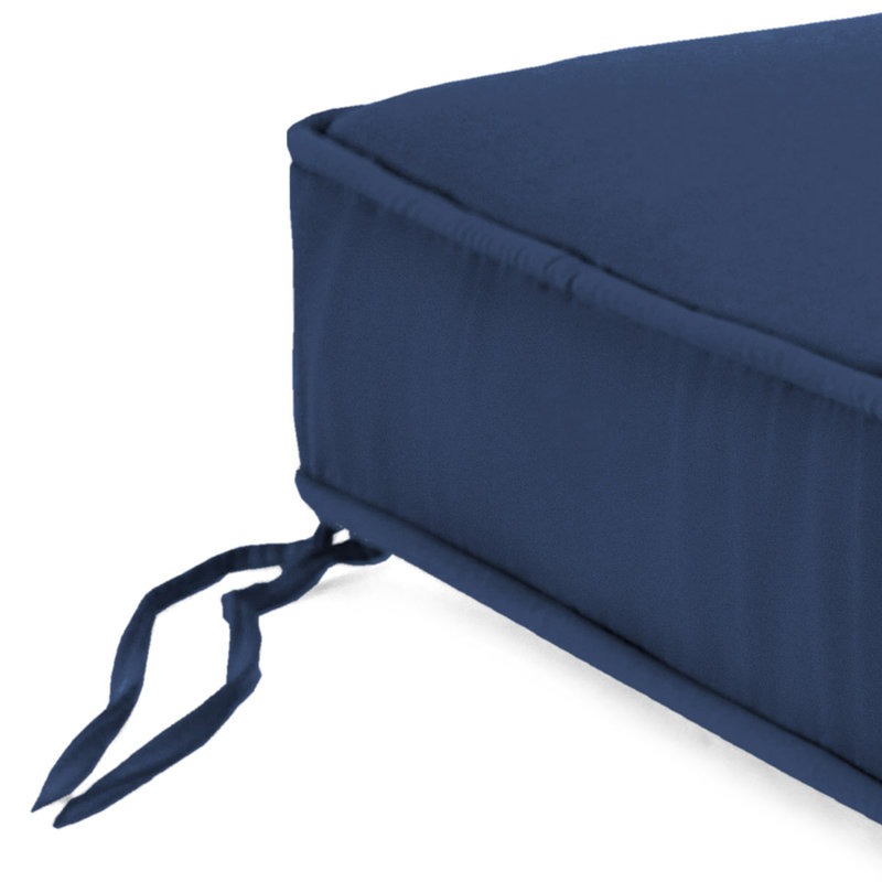 Sunbrella 23" x 22" Outdoor Deep Seat Cushion Set with Ties and Welt, Canvas Navy