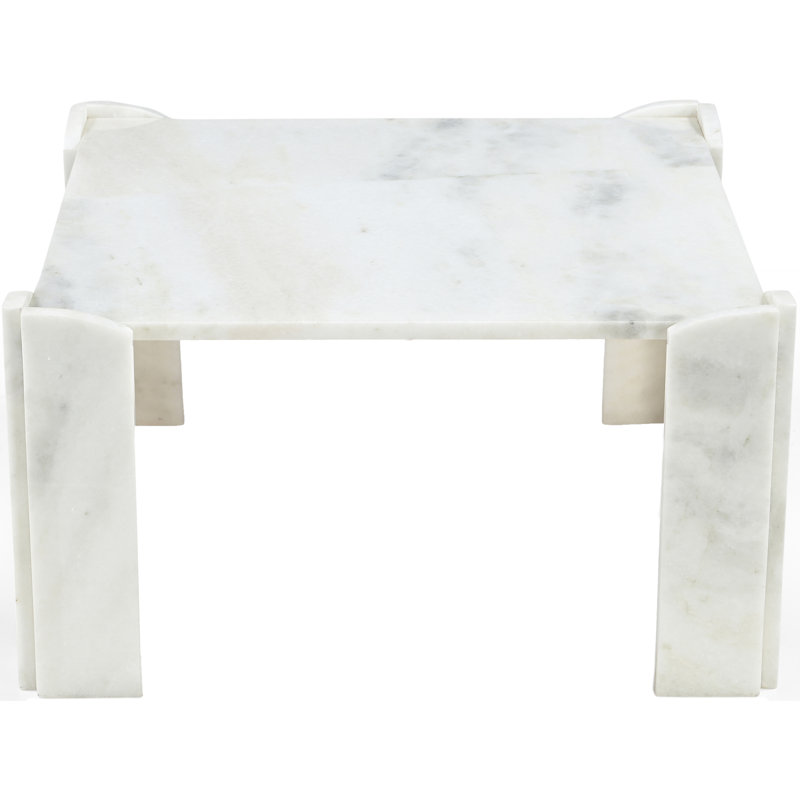 Table basse Abe en marbre véritable blanc, Blanc