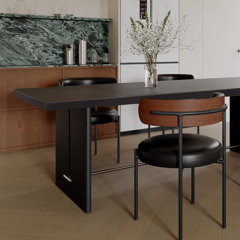 Table de salle à manger rétro noir et moderne, H 29,9 po x L 70,9 po x l 31,5 po