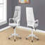 Chaise de bureau, hauteur réglable, pivotante, ergonomique, accoudoirs, bureau d'ordinateur, travail, filet gris, métal blanc, contemporain, moderne-1307300846-1307300844