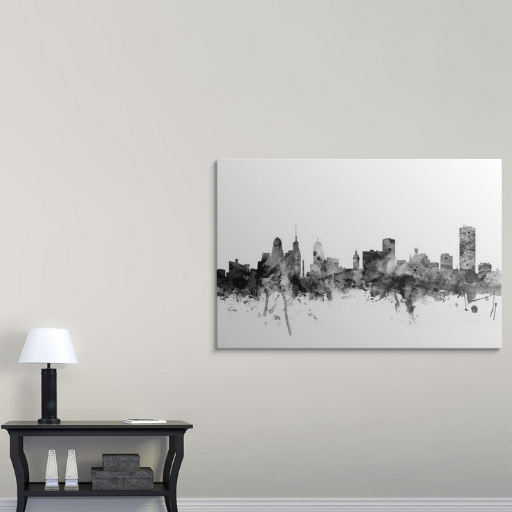 «Buffalo New York Skyline» par Francy, impression, H 12 po x l 18 po x P 1,5 po, Toile