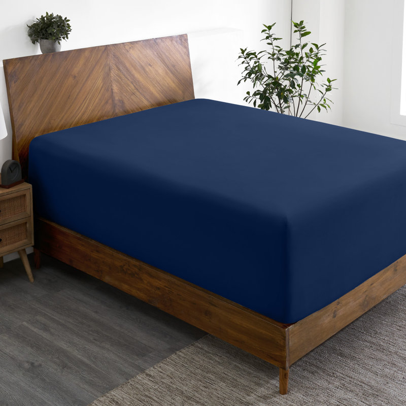 Extra Deep Microfiber Fitted Sheet, Queen Fitted Sheet, Dark Blue