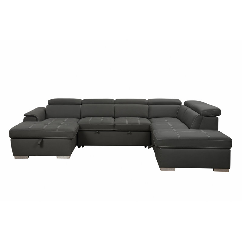 128"Sofa U Shaped Sectional Couch With Ottomans Reversible Modular Sofa 7 Seater Couch With Storage Seat,Living Room Furniture Sofa Sets With Adjustable Headrest