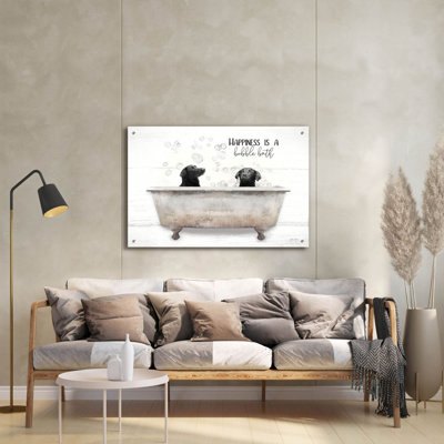 «Happiness is a Bubble Bath» par Lori Deiter, art mural en verre acrylique