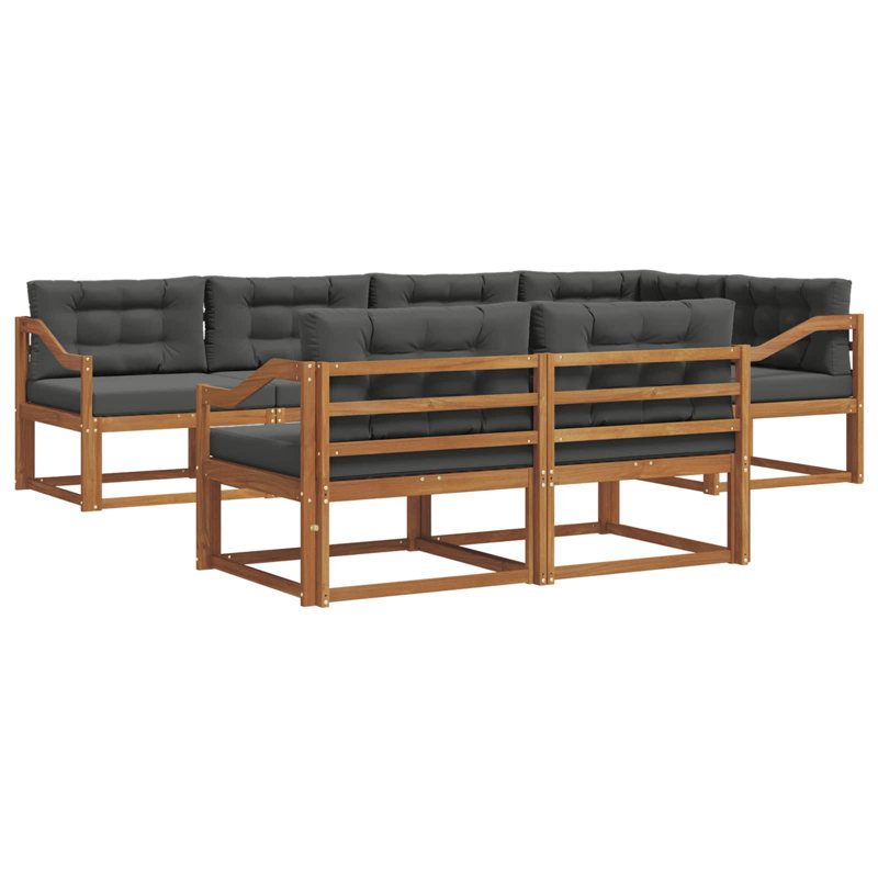 Ensemble de canapés d'extérieur avec coussins vidaXL 7 pièces naturel et anthracite