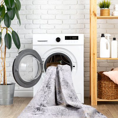 Washable Rug 3X5 Area Rug (3' X 5')Non-Slip, Non-Shedding Low-Pile Rug Perfect For Living Room, Bedroom, Kitchen And High-Traffic Areas