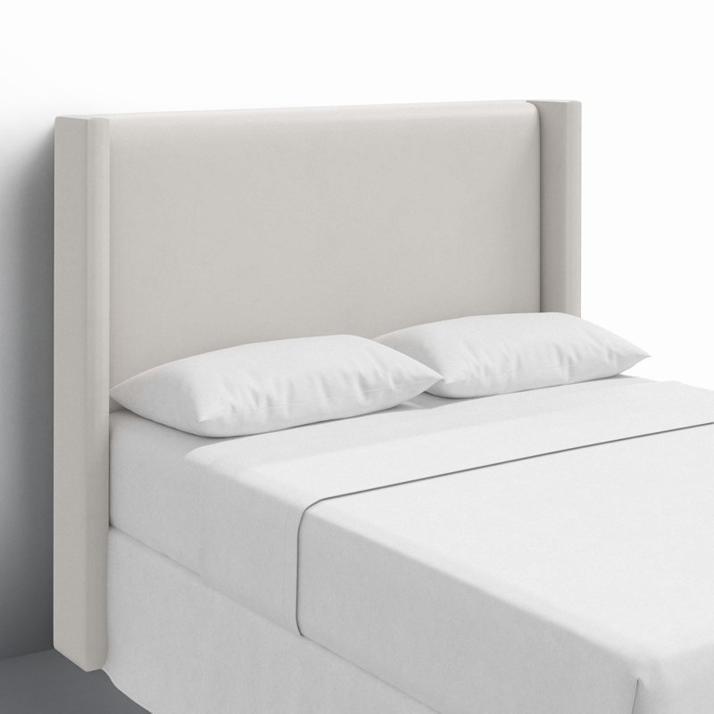 Hanson Upholstered Wingback Headboard, Queen, Bella Light Gray Performance Velvet