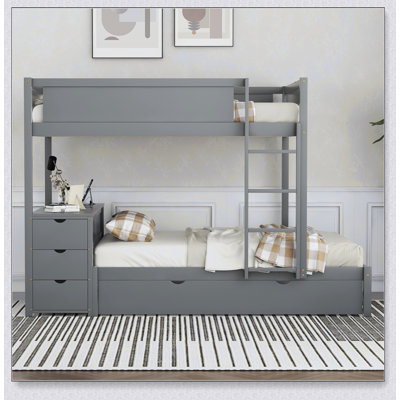 Full-Over-Full Bunk Bed With Twin Size Trundle, Storage And Desk