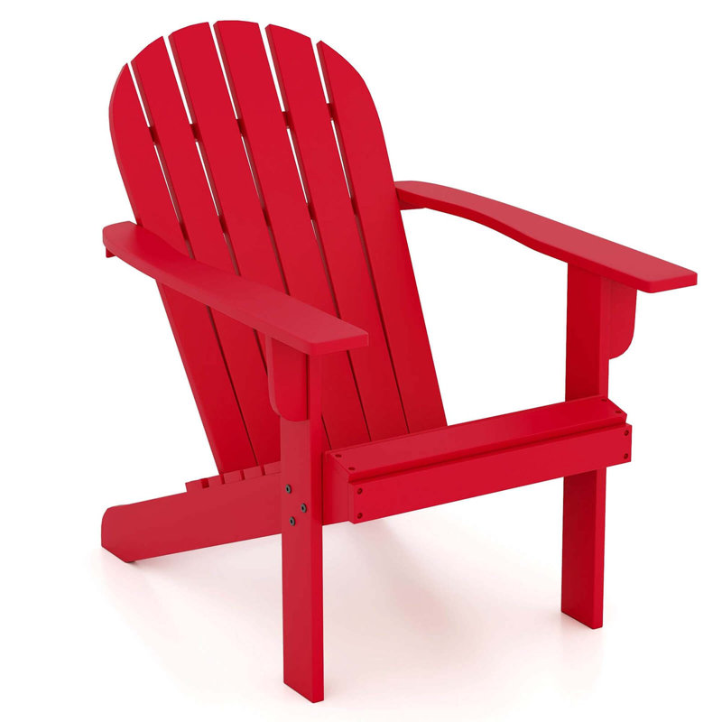 Chaise de patio Adirondack avec dossier haut inclinable et accoudoirs larges , Rouge