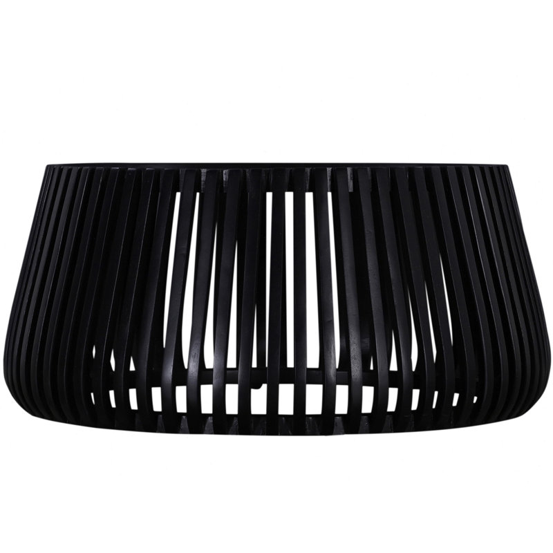 Table basse contemporaine en bois massif de 31 po en forme de tambour, canapé de salon, noir
