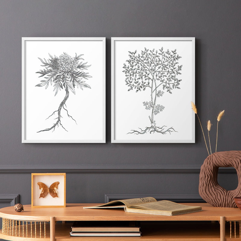 Reproduction encadrée de qualité supérieure de B&W Plant Speciment III - prête à être accrochée - aucun clou requis - aucun clou requis