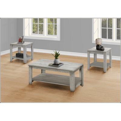 Ensemble de table, ensemble de 3 pièces, café, bout, côté, décor, salon, stratifié gris, transitionnel