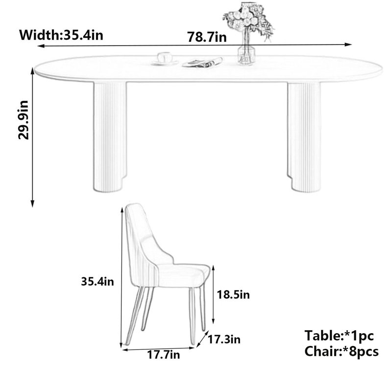 Table de salle à manger style français, Blanc, crème