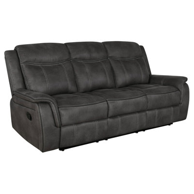 Charcoal Upholstered Padded Arm Reclining Sofa