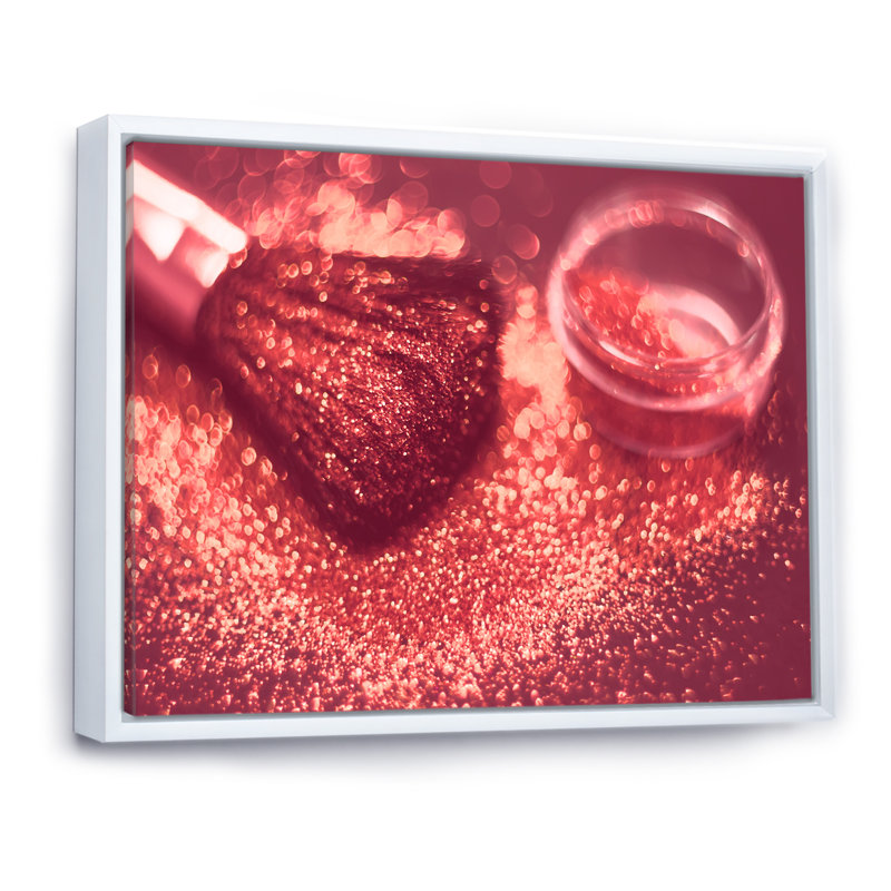 Red Glitter Sparkle - œuvre d'art sur toile Glam, H 8 po x l 12 po x P 1 po, Cadre flottant blanc