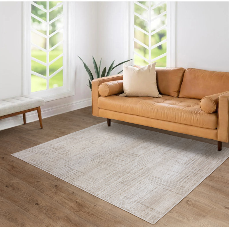 Sugna Geometric Criss Cross Beige Area Rug, Rectangle 160 x 220 cm
