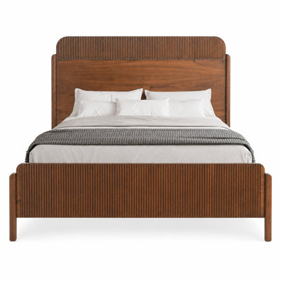 Mid-Century Modern Solid Wood Queen Bed