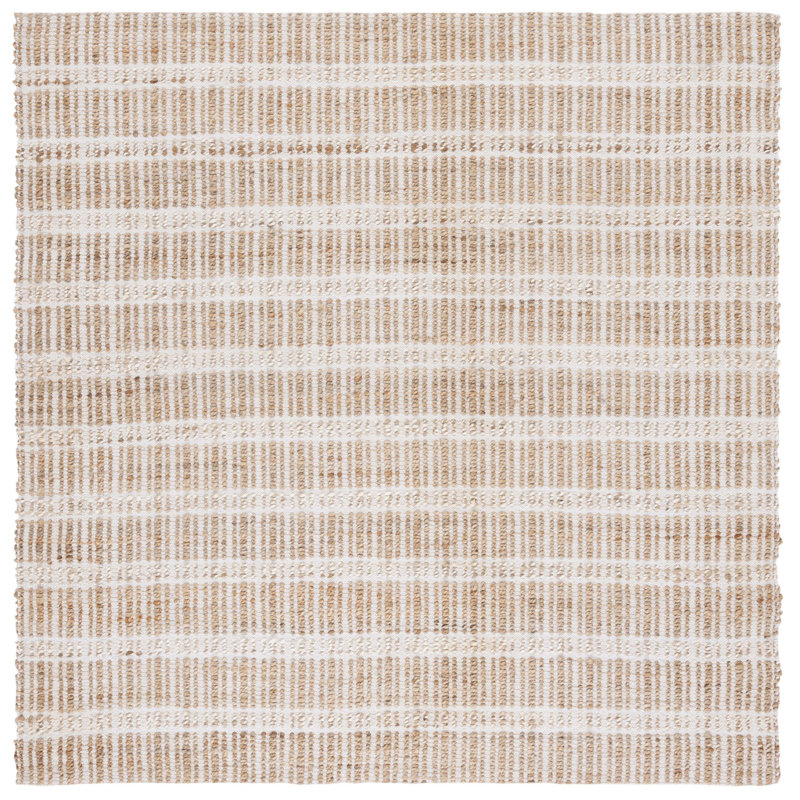 Tapis rayé ivoire / naturel Sonnier, Carré 6 pi 6 po