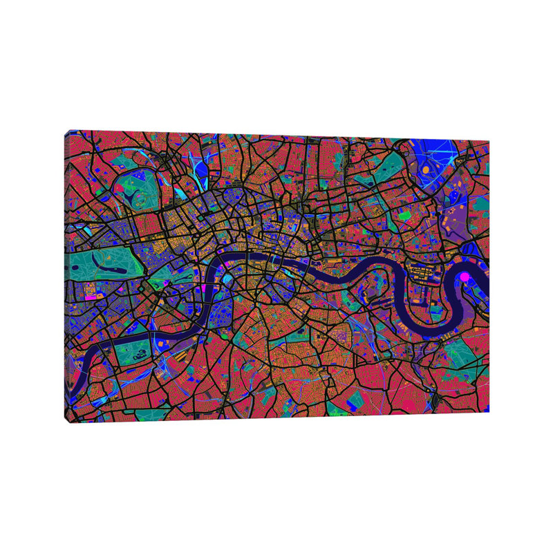 London Map (Abstract) V by Michael Tompsett - Wrapped Canvas Print, 30.48cm H x 45.72cm W x 1.91cm D