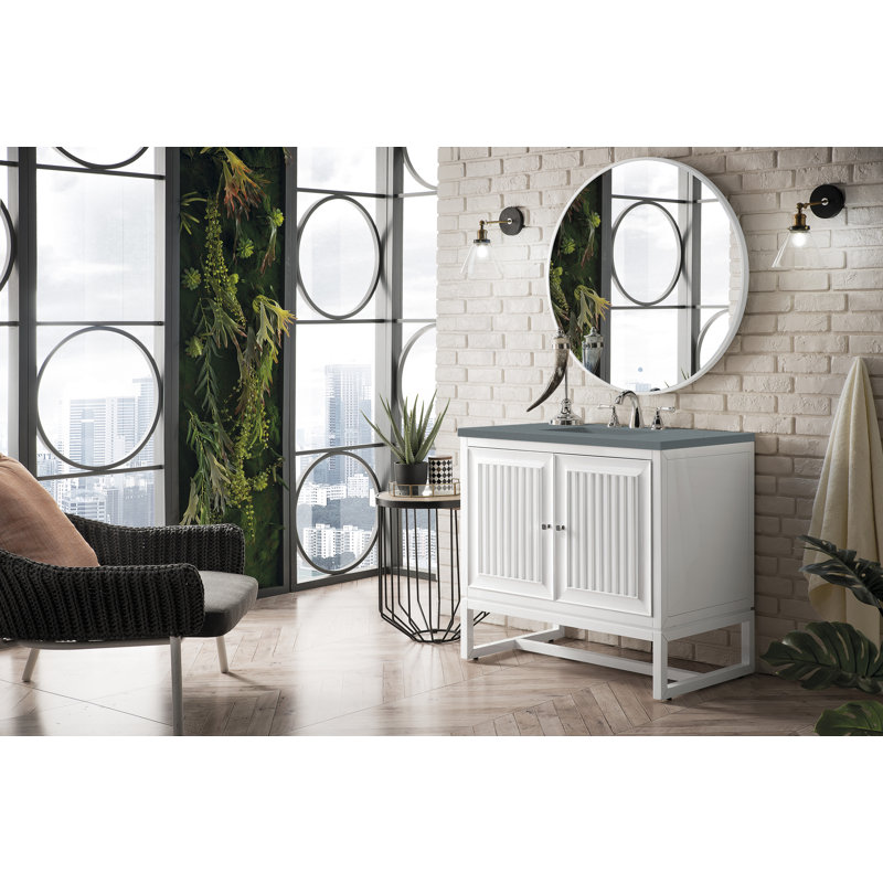 Athens 36'' W Single Vanity, Ethereal Noctis, 8" Widespread, Glossy White