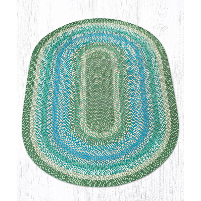  Natural Fiber Rug – Sage/Ivory/Blue Oval by , Oval 5' x 8'