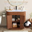 Ensemble de meuble-lavabo simple 35,83 "avec comptoir, robinet et armoire cannelée-2135966586