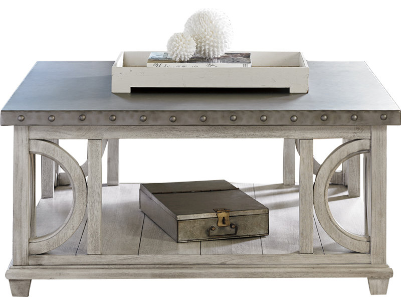 Cream Square Wood Transitional 40" Cocktail Table