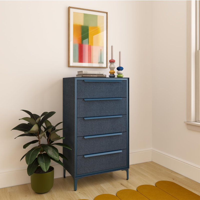 Commode 5 tiroirs Naima - Bleu marine, P 14 po x l 23,5 po x H 41,8 po (5 tiroirs), Marine