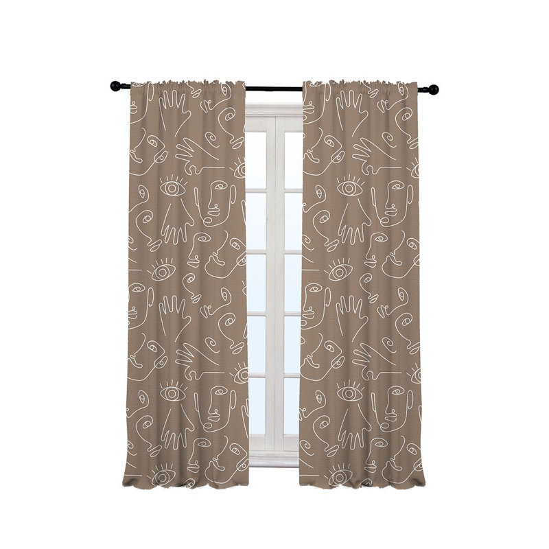 Bowlby Semi Sheer Curtain Pair, 140cm Width x 175cm Drop, Beige