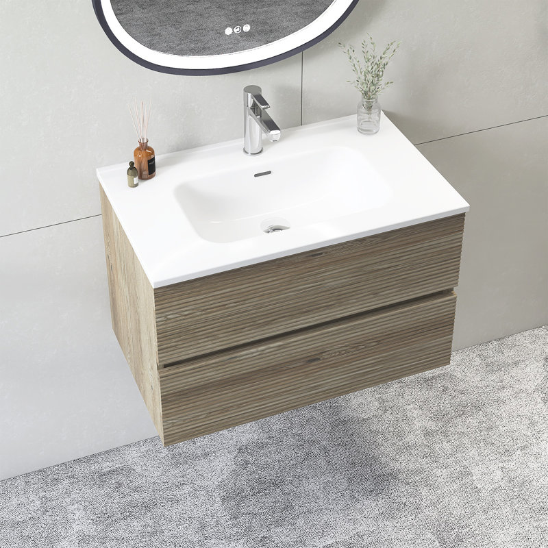Meuble-lavabo mural 30 po avec lavabo en céramique intégré