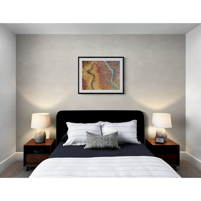 Abstract Aerial Landscape V Print by Frank Peters, Black Framed Canvas, No Mat, 30" H x 40" W
