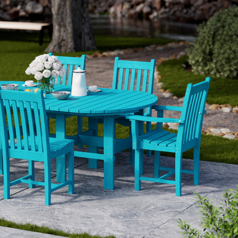 Classic 7-Piece 44" x 84" Dining Set, Aruba Blue