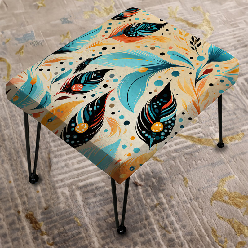 Plume éclectique jaune et bleue Boho