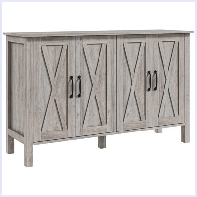 Modern Sideboard with 4 Barn Doors and 2 Adjustable Shelves