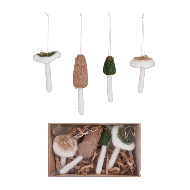 Ornements en laine en laine avec paillettes dorées
