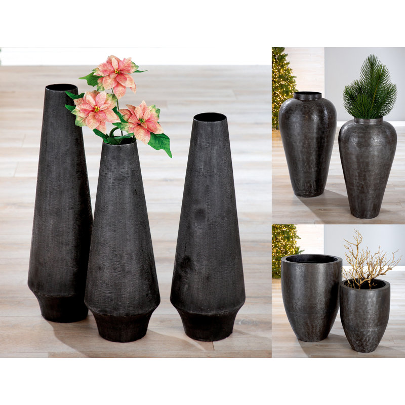 Shemica Aluminum Floor Vase, 51cm H x 17.5cm W x 17.5cm D